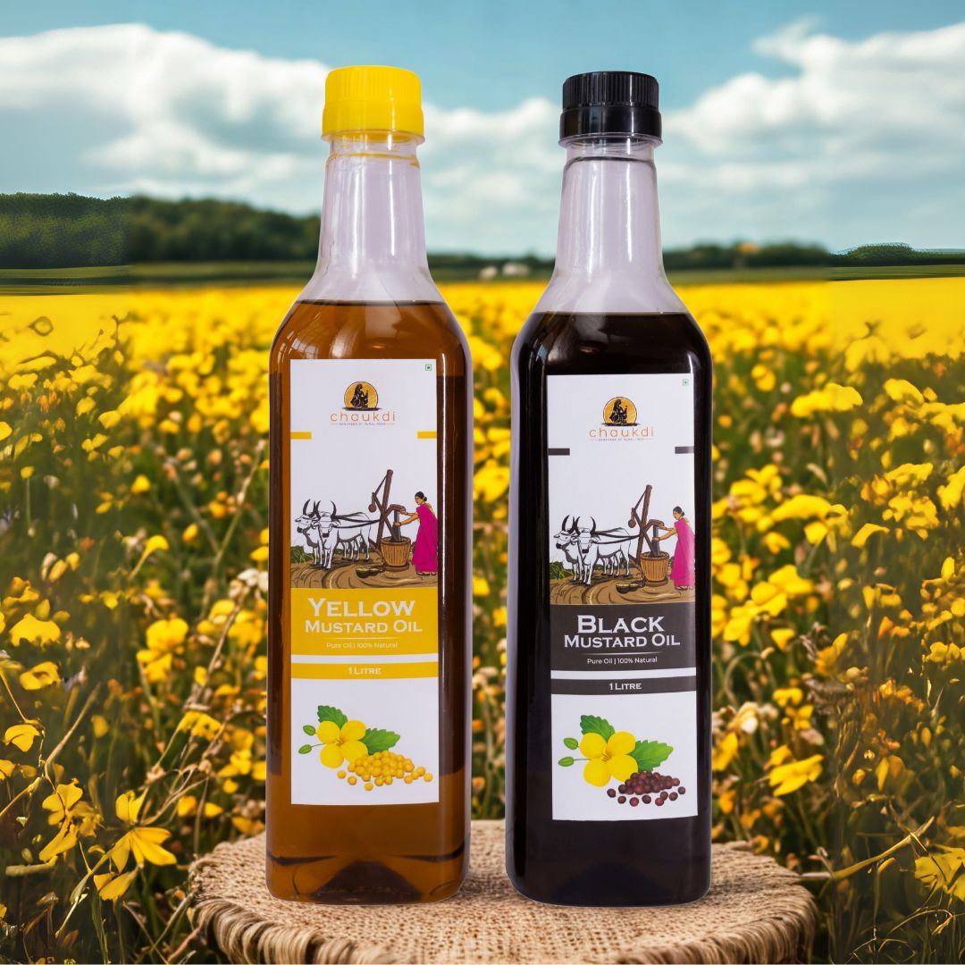 Yellow and Black Mustard Oil Combo Pack - Cold Pressed (1ltr + 1ltr)