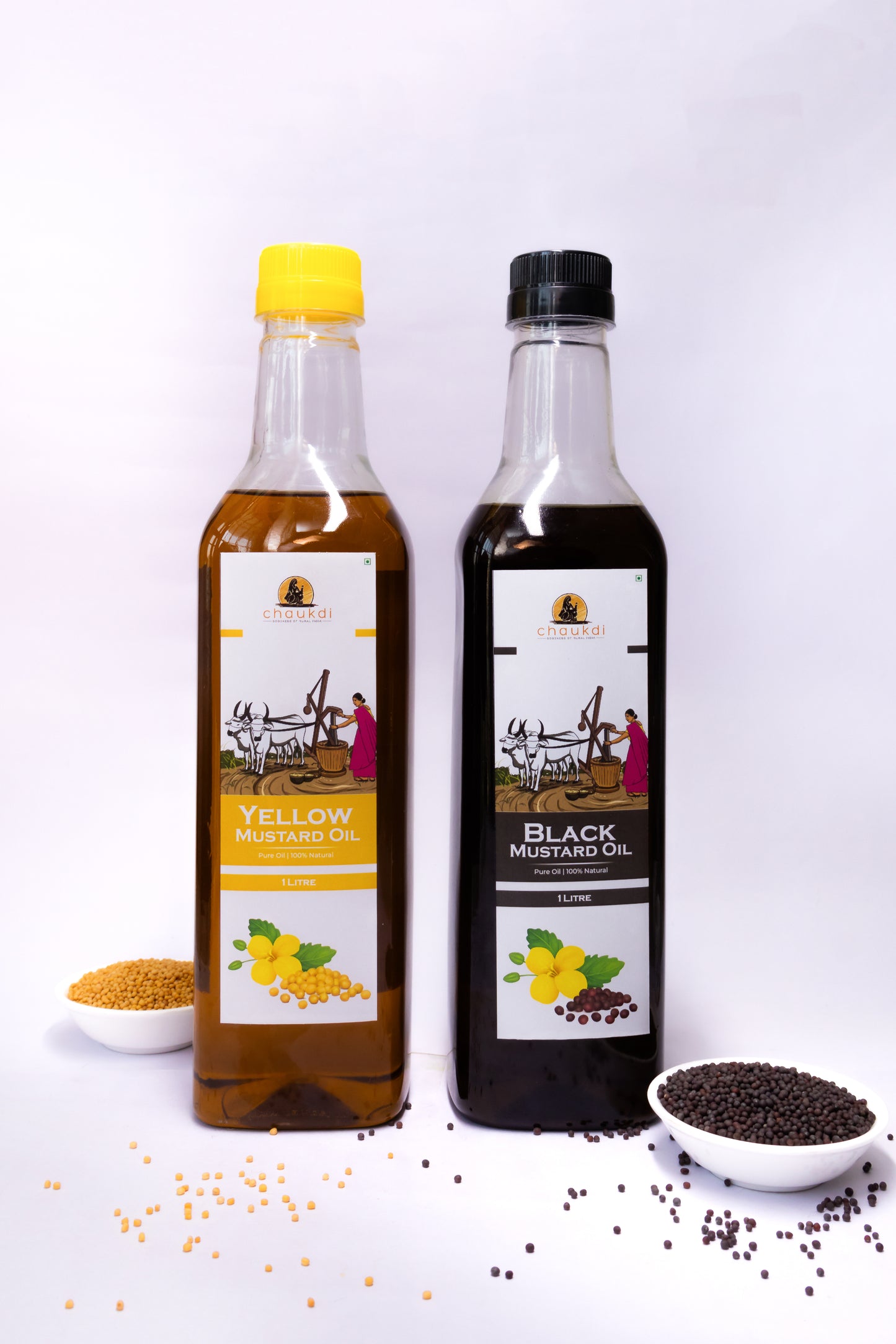 Yellow and Black Mustard Oil Combo Pack - Cold Pressed (1ltr + 1ltr)