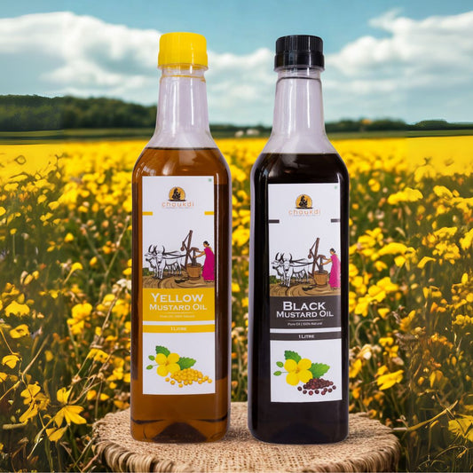 Yellow and Black Mustard Oil Combo Pack - Cold Pressed (1ltr + 1ltr)